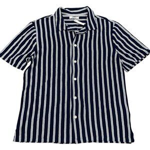 NWT Madewell Men's M The Textured Knit Camp-Collar Shirt Juniper Berry NV087